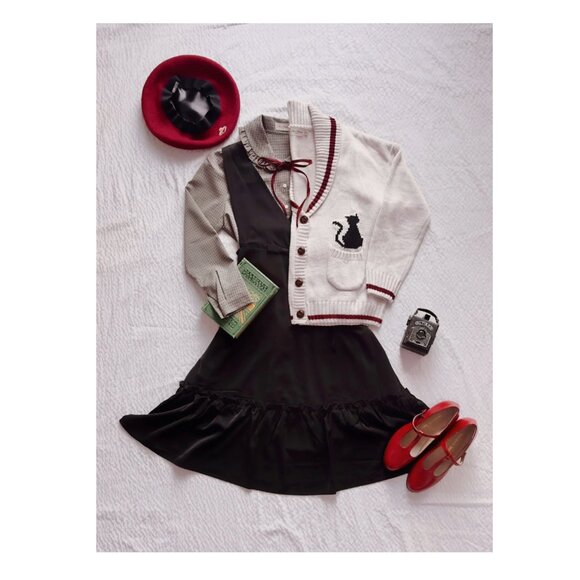 Miss Patina Charming Cat Design Cream Cardigan Sweater NWT - Picture 3 of 9